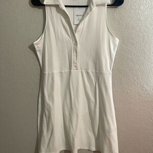 White Sleeveless Button-Up Dress